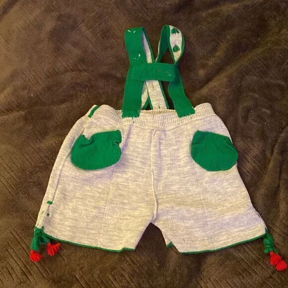 Vintage unisex Child Forest Whimsical handmade Shortalls Suspenders overalls 24/ - Picture 1 of 2
